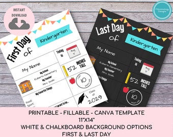 Printable and Fillable First and Last Day of School Signs, Instant Download, Digital File