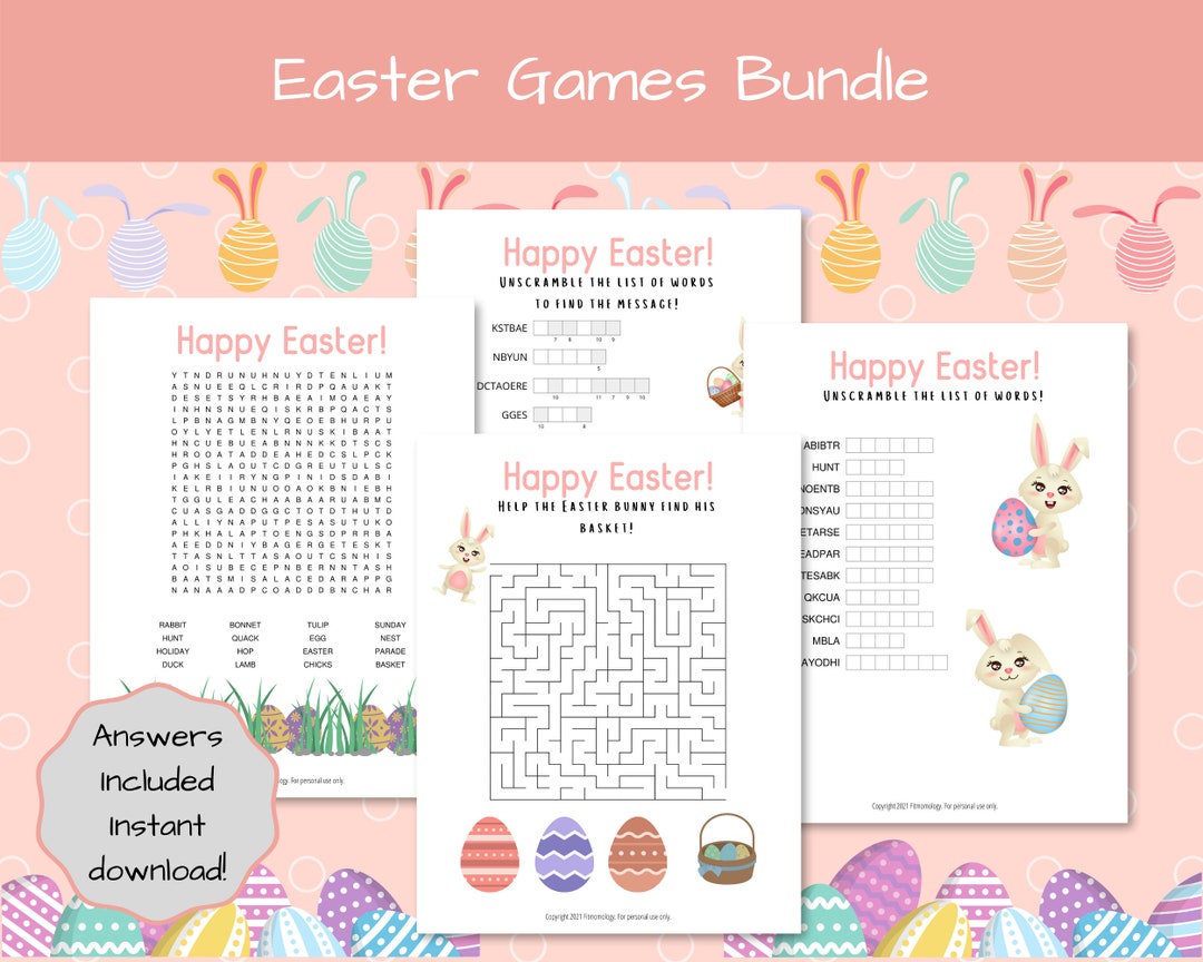 Easter Games Bundle, Printable Easter Games, Kids Easter Activity Pack ...