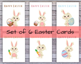 Set of 6 Easter Note Cards Printable, Note Cards, Easter PDF, Easter cards, Printable Card, Instant Download