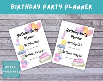 Planificador de fiestas de cumpleaños infantiles, PDF imprimible (carta de EE. UU.)