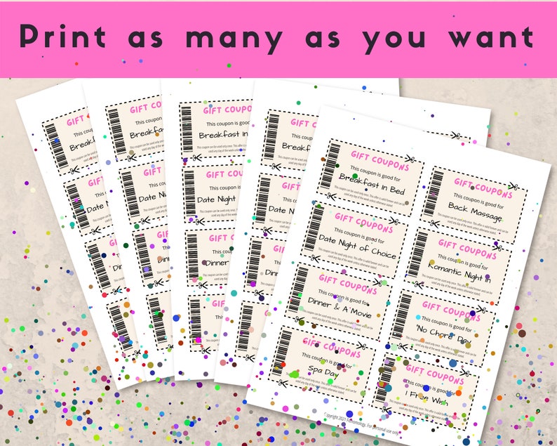 Editable Gift Coupons, Printable Gift, PDF Download, Instant Download ...