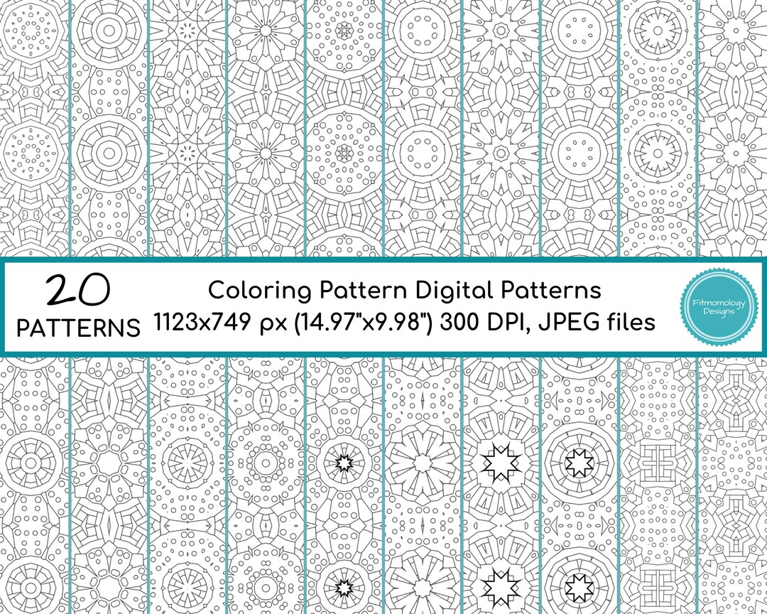 Coloring Pattern Digital Papers, Coloring Backgrounds, Coloring
