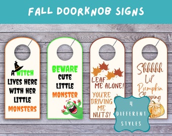 Fall Door Knob Hanger Printables, Instant Download, Digital PDF Download