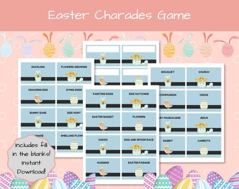 Easter Charades Game, Printable Kids Activity (Digital PDF Download)