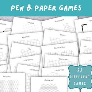 Druckbare Stift und Papier Spiele | 22 Klassische Spiele | Lustige Aktivitäten für alle Altersgruppen | Sofortdownload | DIY-Unterhaltung | Familien Spieleabend