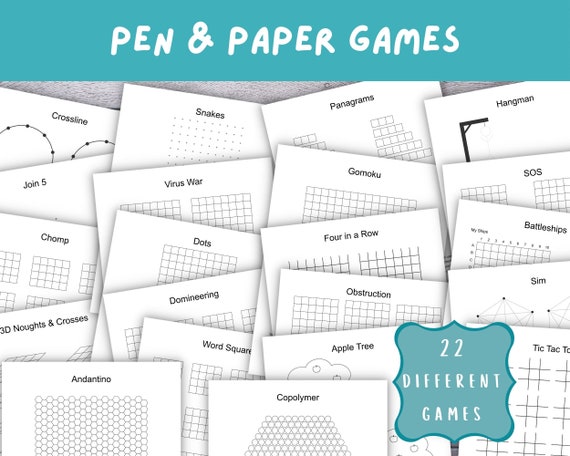 Printable Pen & Paper Games 22 Classic Games Fun 