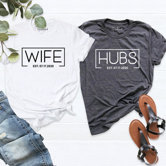 Wife and Hubs Shirt bride and groom shirt mr and mrs shirt | Etsy