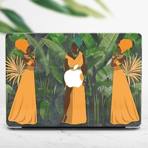 Black Women Tropical Leaves Macbook Case
