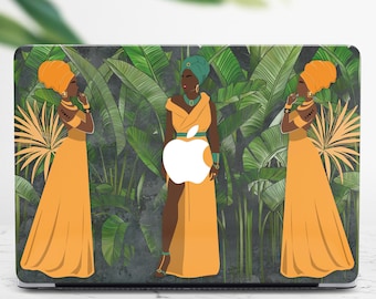 Black Women Macbook Pro 16 Case Macbook Air 13 Inch Case Tropical Leaves Macbook Pro 13 Inch Case Ethnic Design Macbook Pro 15 Case FD0352