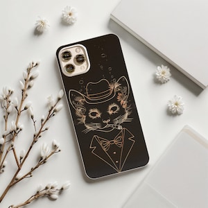 Minimalist iPhone Case: Cat in Suit Design