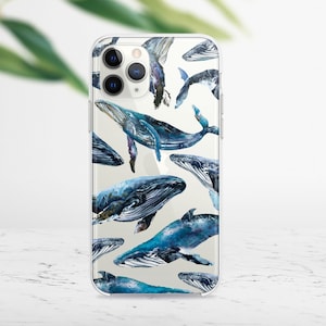 Whale iPhone 13 Pro Max Case Screen Protector Cases Ocean iPhone 13 Pro Clear Case Animal Print iPhone 13 Mini Case iPhone 12 Pro Max FD0008