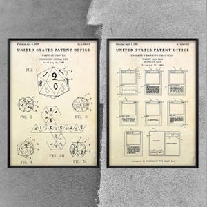 DnD 20-zijdige dobbelstenen en ruilkaartspel patentposters, cadeau magische speler, nerd geeky DnD-decor. P029