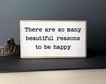 Rustic Wood Desk Sign – Funny Office Decor, Happy Quote