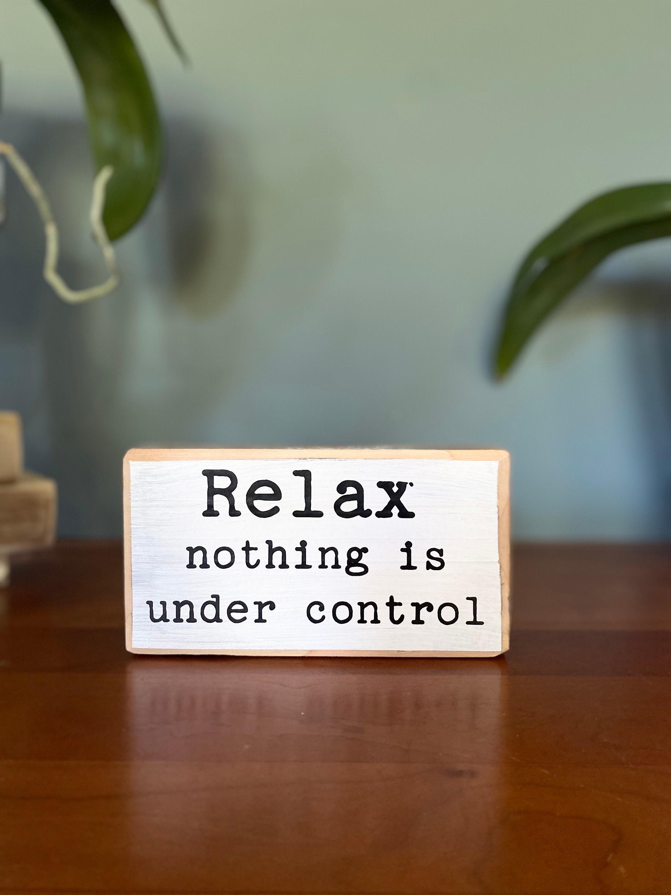 Relax Nothing is Under Control Office Desk Wood Sign Wooden Shelf Sitter  Cubicle Quotes-gifts With Quotes-funny Presents With Sayings -   Singapore