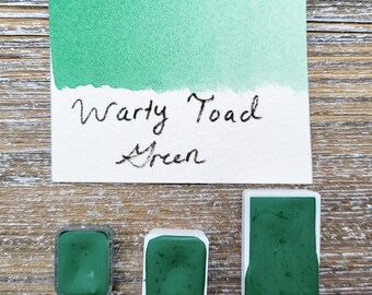 Warty Toad Green, Green Handmade Watercolor Paints made by Artist,Full Pan,For Painting,Calligraphy, and Lettering,Watercolor Supplies