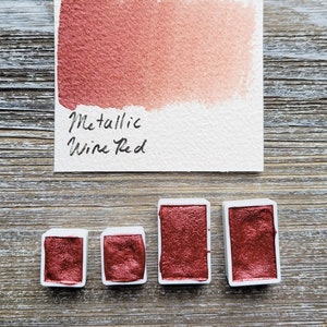 Metallic Wine Red, Red Handmade Watercolor Paints made by Artist,Half Pan ,For Painting,Calligraphy,Lettering,Watercolor Supplies