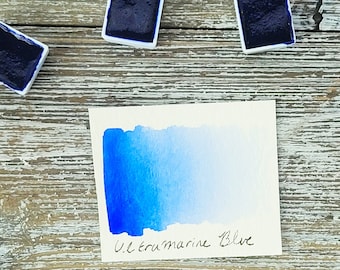 Ultramarine Blue Handmade Watercolor Paint - Granulating Artist Watercolor in Half Pan - Bold Blue for Skies, Oceans, and Sketchbook Art