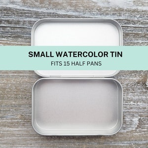 Small Empty Watercolor Tin  - FITS 15 Half Pans - Watercolor Palette - Pan Watercolor Case - Metal Watercolor Tin - Travel Watercolor Tin