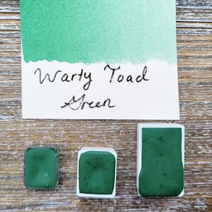 Warty Toad Green, Green Handmade Watercolor Paints made by Artist,Quarter Pan,For Painting,Calligraphy, and Lettering,Watercolor Supplies