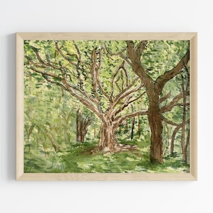 Watercolor Landscape Painting,Forest Print,Woodland Painting,Living Room Decor,Forest Art,&quot;Find me in the Forest&quot; By Sredna Kunowski,11x14
