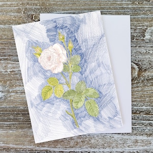 Cartão de felicitações feito à mão, cartão com flores silvestres, pintura de flores, cartão em branco dentro, arte floral rosa, "Flores botânicas nº 2" por Sredna Kunowski