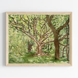 Watercolor Landscape Painting,Forest Print,Woodland Painting,Living Room Decor,Forest Art,&quot;Find me in the Forest&quot; By Sredna Kunowski,8x10