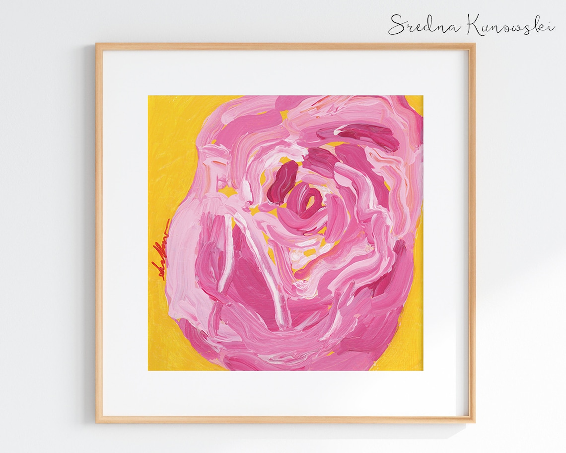 Pink Rose Art Print Botanical Art Print Flower Wall Art Etsy