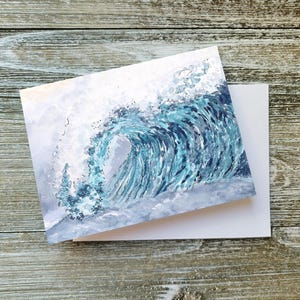 Carte de voeux faite main, carte plages océan, carte de correspondance vierge à l'intérieur, art de la plage d'été, « plages n°4 » par Sredna Kunowski