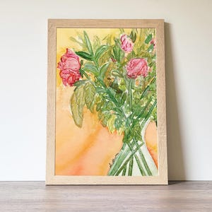 Pintura de flores em vaso, Impressão de flores silvestres, Pintura de flores, Arte para sala de estar, Arte floral, 13x19, "Eu frequentemente penso em você" por Sredna Kunowski