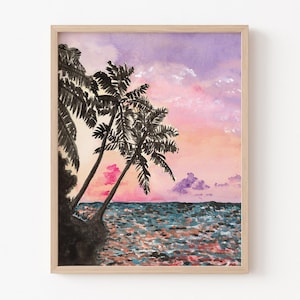 Watercolor Beach Art,Watercolor Beach Print,Watercolor Beach Painting,Palm Tree Print,Bedroom Decor,8x10,&quot;Beaches #5&quot; by Sredna Kunowski
