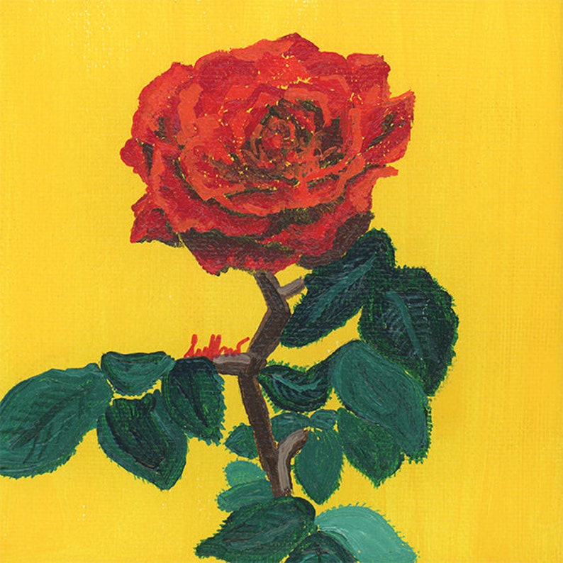 Red Rose Flower Art Print Botanical Art Print Flower Wall Etsy