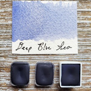 Deep Blue Sea, Blue Handmade Watercolor Paints made by Artist,Quarter Pan,For Painting,Calligraphy, and Lettering,Watercolor Supplies