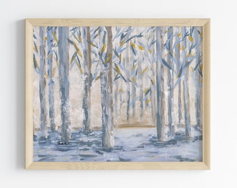 Impressionist Trees Art,Calming Art Decor,Beautiful Winter Birch Trees,Unique One Of A Kind Gift, "Peace In Wonderland" by Sredna Kunowski