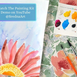 Roses Watercolor Painting Kit, Beginner Painting All Inclusive Kit, Learn To Paint Watercolors, Paint & Sip Party, Relaxing Painting image 6