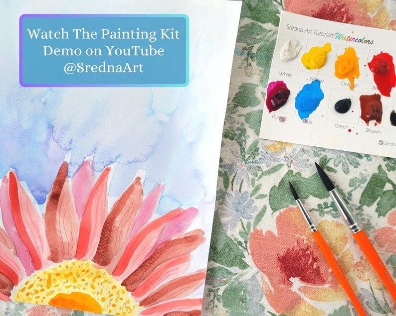 Roses Watercolor Painting Kit, Beginner Painting All Inclusive Kit, Learn To Paint Watercolors, Paint & Sip Party, Relaxing Painting image 6