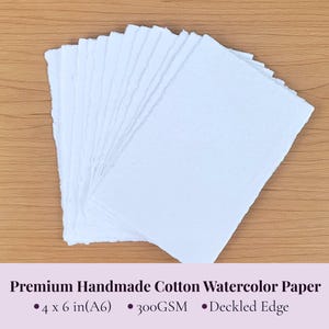 Premium Handmade Cotton Watercolor Paper – 4x6 in (A6) Deckled Edge 300GSM – Artist-Grade Paper for Watercolor, Calligraphy & Mixed Media