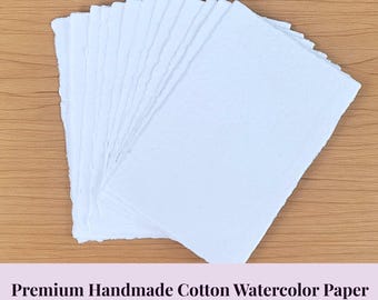 Premium Handmade Cotton Watercolor Paper – 4x6 in (A6) Deckled Edge 300GSM – Artist-Grade Paper for Watercolor, Calligraphy & Mixed Media