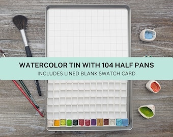 特大水彩絵具缶（マグネット付きハーフパン104個入り）｜手作り絵具用水彩パレットケース｜水彩絵具収納＋見本カード