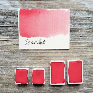 Scarlet Red Handmade Watercolor Paint – Artist-Grade, Rich Vibrant Red Pink – Half Pan, Professional Watercolor for Painting & Calligraphy