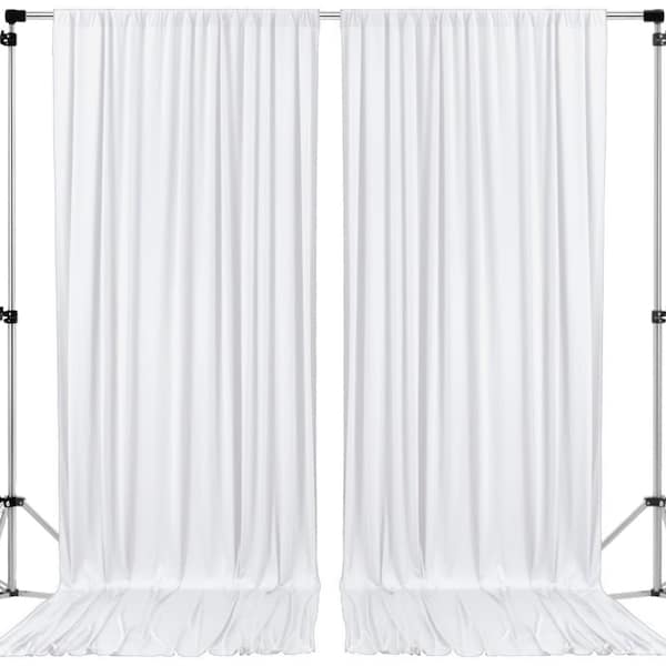 10 feet Wide Polyester Backdrop Drapes Curtains Panels with Rod Pockets - Wedding Ceremony Party Home Window Decorations - WHITE