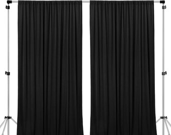 10 feet Wide Polyester Backdrop Drapes Curtains Panels with Rod Pockets | Gift for Wedding Ceremony Party Home Window Decorations | BLACK