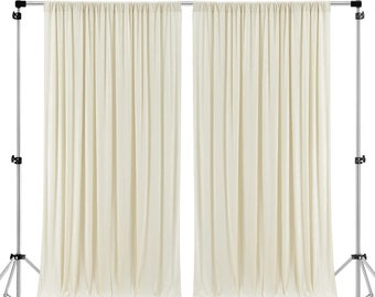 10 feet Wide Polyester Backdrop Drapes Curtains Panels with Rod Pockets - Wedding Ceremony Party Home Window Decorations - IVORY