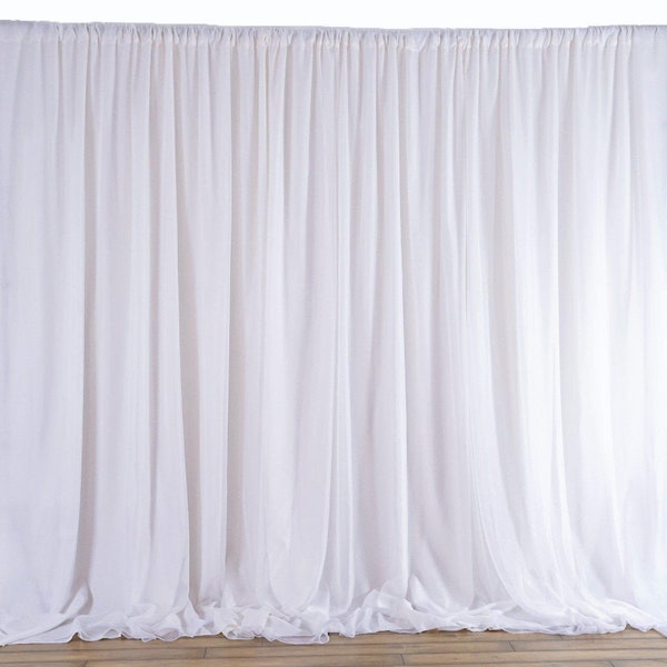 White Chiffon Drapes Panels for Wedding Events & Decor- Backdrop Draping Curtains