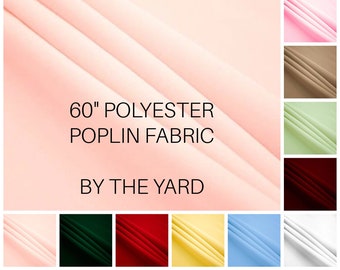 60" Wide | Premium Quality Poly Poplin Fabric by the Yard | 100% Polyester | Solid Color | Apparel, Home Decor, Drapes Crafts, DIY Projects
