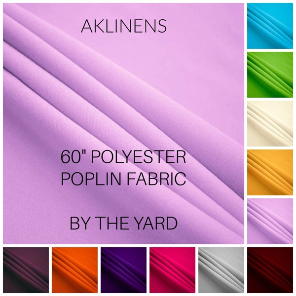 60" Wide | Premium Quality Poly Poplin Fabric | 100% Polyester | Solid Color | Apparel, Home Décor, DIY, Wall Decor Fabric - By The Yard