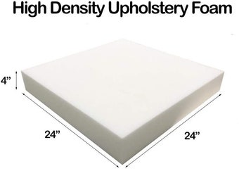 Upholstery Foam 24x24 | High Density 44-ILD Seat Cushion Pad | Square Cushion Foam for Dining Chairs | Wheelchairs | Benches | DIY Projects