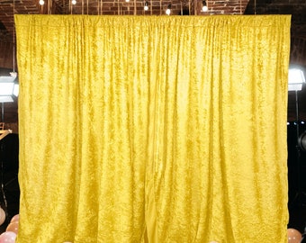 10 feet x 10 feet Panne Velvet Event Backdrop Drapes Curtains Panels with Rod Pockets - Wedding Party Home Window Decorations - YELLOW