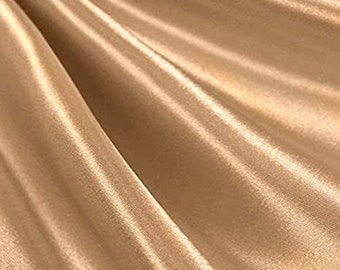 60" inches Wide - by The Yard - Charmeuse Bridal Satin Fabric for Wedding, Apparel, Crafts, Decor, Costumes - CHAMPAGNE