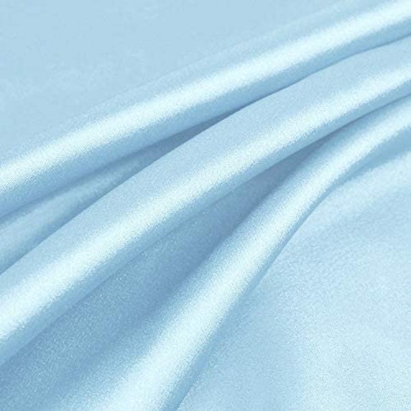 60" inches Wide - by The Yard - Charmeuse Bridal Satin Fabric for Wedding, Apparel, Crafts, Decor, Costumes - LIGHT BLUE