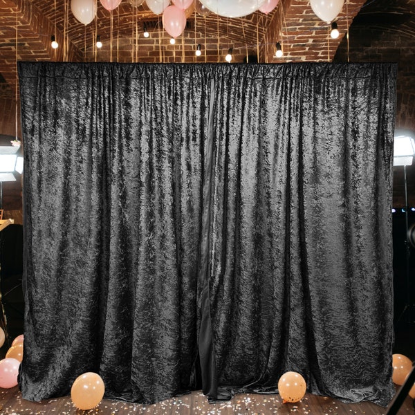 10 feet x 10 feet Panne Velvet Event Backdrop Drapes Curtains Panels with Rod Pockets - Wedding Party Home Window Decorations - BLACK